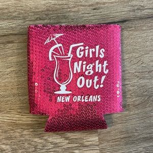 Girls Night Out New Orleans Hot Pink Sequins Can Coozie